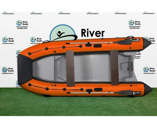 Надувная лодка РИБ RiverBoats RB  430 L Встроенный рундук (черно-оранжевый)