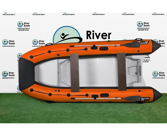Надувная лодка РИБ RiverBoats RB  380 NEW Встроенный рундук (черно-оранжевый)